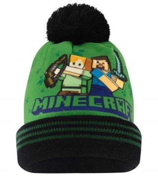 MINECRAFT czapka zimowa ocieplana pompon wywijana oficjalna 56