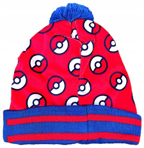POKEMON czapka zimowa ocieplana polar pompon wywijana oficjalna 54