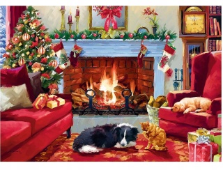 Puzzle TREFL 1000 EL MARZENIE O ZIMIE kominek pies kot choinka 10882