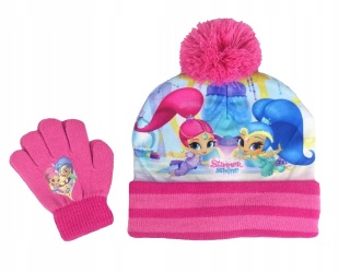 SHIMMER I SHINE czapka wywijana ocieplana polarem zimowa+ rękawiczki 52-54
