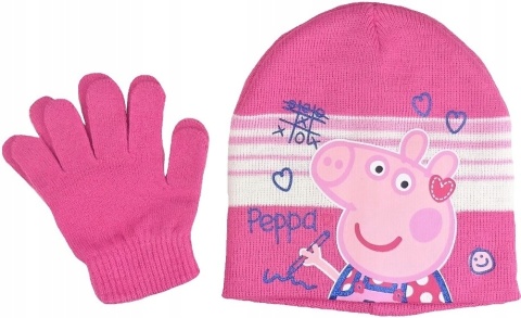 ŚWINKA PEPPA PIG czapka rękawiczki 54