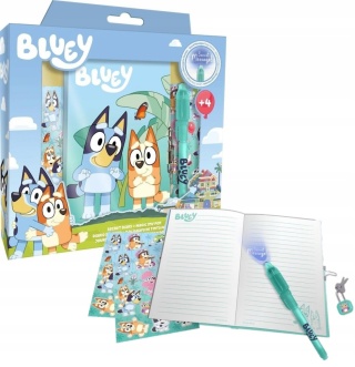 Bluey i Bingo pieski sekretny pamiętnik naklejki długopis UV