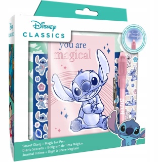 LILO I STITCH sekretny pamiętnik z kłódką naklejki długopis UV