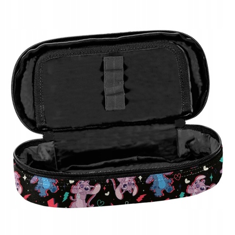 Lilo i Stitch Piórnik saszetka z przegródkami i klapką czarny Stich
