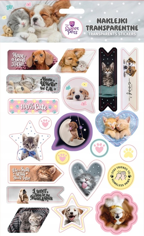 Naklejki transparentne do dekorowania laptopa telefonu pamiętnika KOT PIES