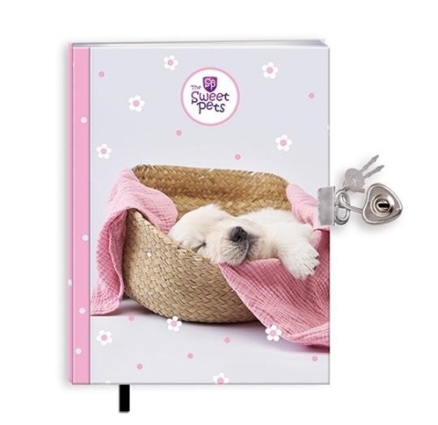 Notatnik notes pamiętnik z kłódką 62 k pies szczeniak 13x17,5 cm