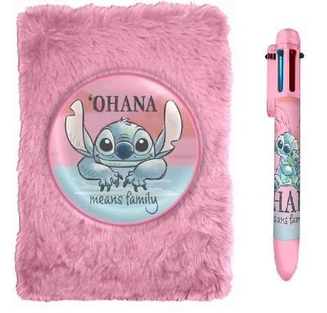 Notatnik pamiętnik Stich puchaty + długopis 6-kolorowy LILO I STITCH