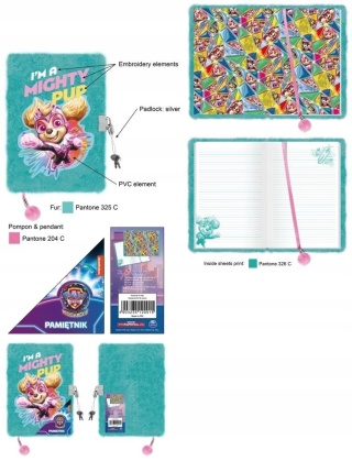 Notatnik pamiętnik kudłacz z kłódką Psi Patrol Film Kosmopieski Skye