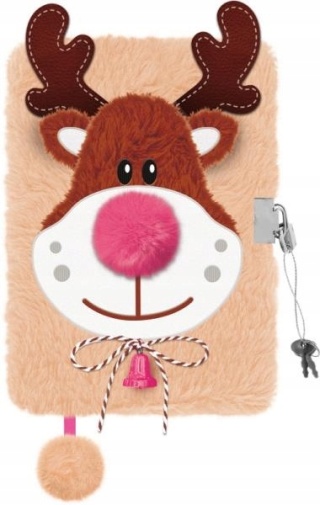 Notatnik pamiętnik kudłacz z kłódką Renifer Rudolf pomocnik Mikołaja