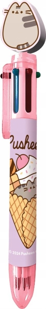 Notatnik pamiętnik pluszowy z futerkiem + długopis 6-kolorowy kot Pusheen