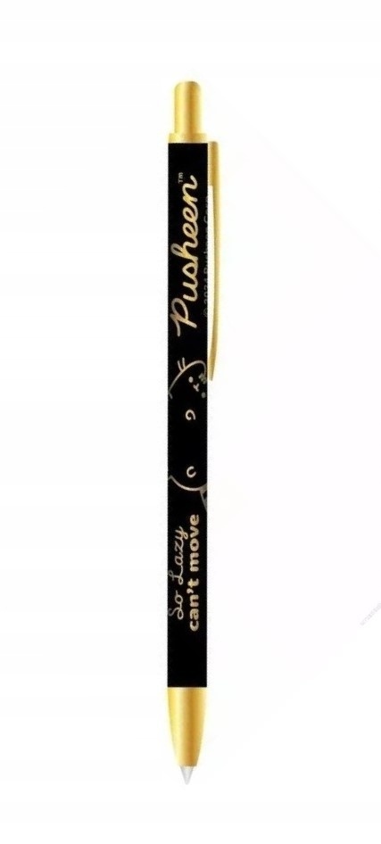 Notatnik pamiętnik pluszowy z futerkiem + długopis czarny Gold kot Pusheen