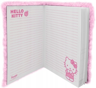 Notatnik pamiętnik zeszyt puchaty kudłacz sekretny 3D Hello Kitty z kłódką