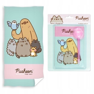 Pamiętnik z długopisem z pomponem B5 40k + ręcznik bawełna 70x140 PUSHEEN