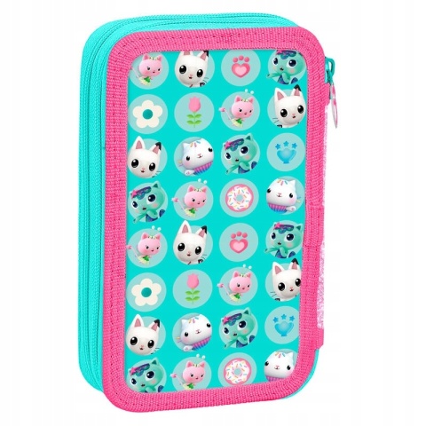 Piórnik dwukomorowy z wyposażeniem KOCI DOMEK GABI