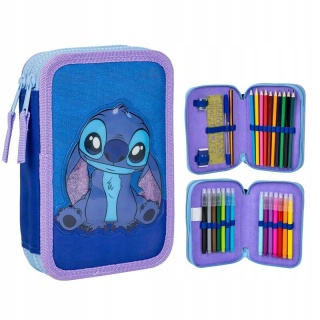 Piórnik dwukomorowy z wyposażeniem Stich LILO I STITCH CERDA