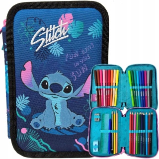 Piórnik dwukomorowy z wyposażeniem Stich LILO I STITCH