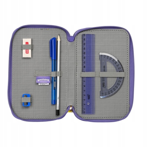 Piórnik rozkładany trzykomorowy z wyposażeniem SUPER THINGS KABOOM