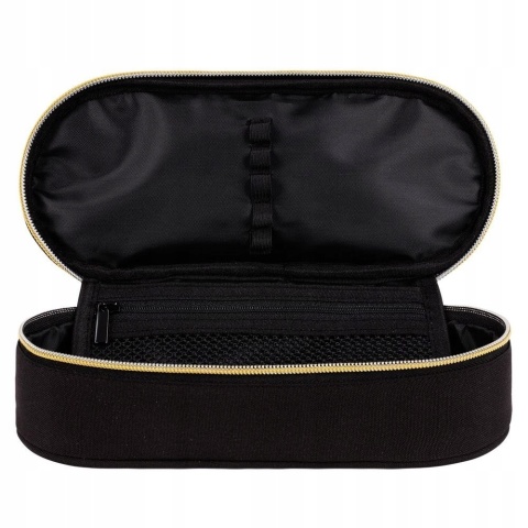 Piórnik saszetka z przegródkami i klapką kot Pusheen czarny złoty