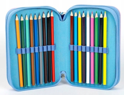 Piórnik trzykomorowy rozkładany potrójny z wyposażeniem Stich LILO I STITCH