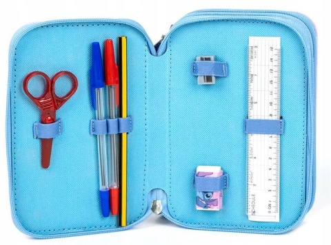 Piórnik trzykomorowy rozkładany potrójny z wyposażeniem Stich LILO I STITCH