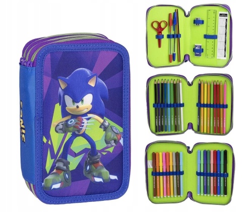 Piórnik trzykomorowy z wyposażeniem SONIC