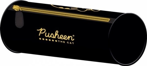 Piórnik tuba saszetka okrągły kot PUSHEEN czarny złoty