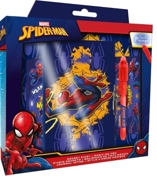 SPIDERMAN sekretny pamiętnik naklejki długopis UV