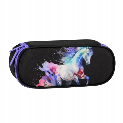 Konie koń tęczowy Piórnik saszetka z przegródkami i klapką