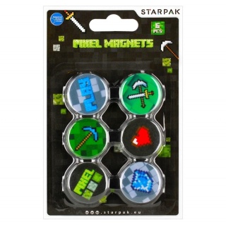 Magnesy okrągłe do tablicy magnetycznej PIXEL GAME gamer 6 szt
