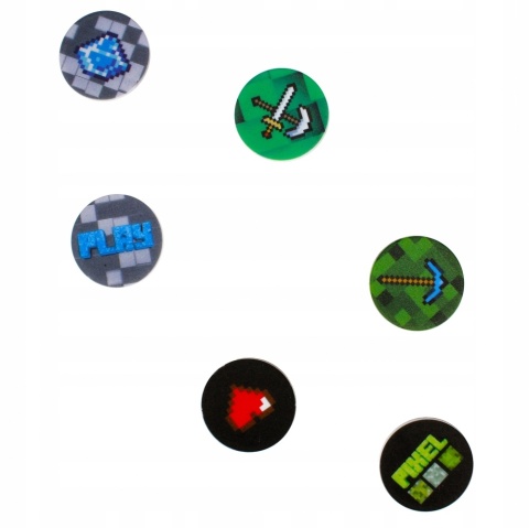 Magnesy okrągłe do tablicy magnetycznej PIXEL GAME gamer 6 szt