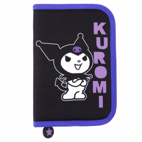 Piórnik bez wyposażenia rozkładany pojedynczy plan lekcji Kuromi czarny