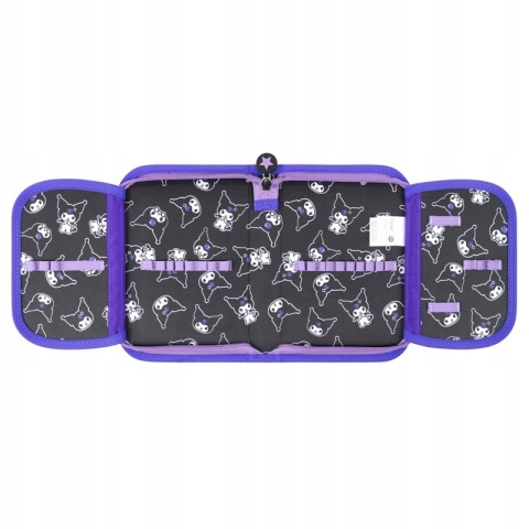 Piórnik bez wyposażenia rozkładany pojedynczy plan lekcji Kuromi czarny