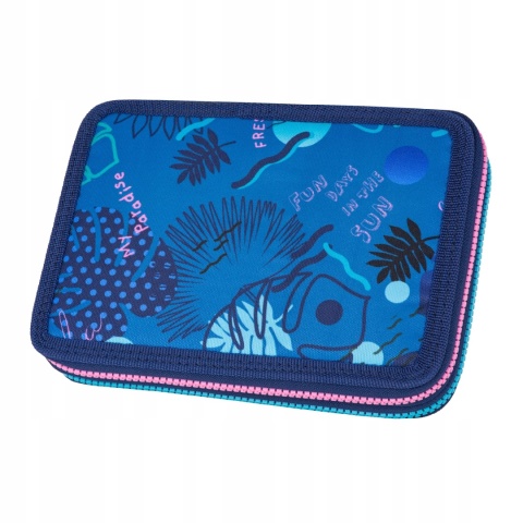 Piórnik dwukomorowy rozkładany z wyposażeniem + bidon 540 ml Stich STITCH