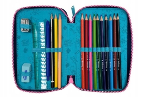 Piórnik dwukomorowy rozkładany z wyposażeniem + bidon 540 ml Stich STITCH