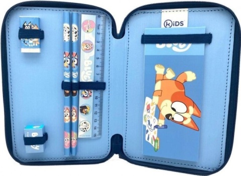 Piórnik dwukomorowy z wyposażeniem pieski Bingo i Bluey