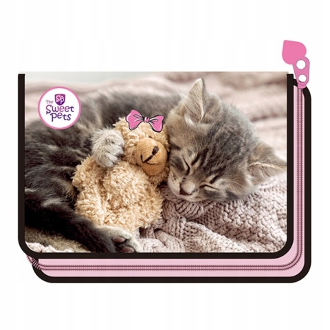 Piórnik rozkładany z wyposażeniem plan lekcji kot kotek Sweet pets