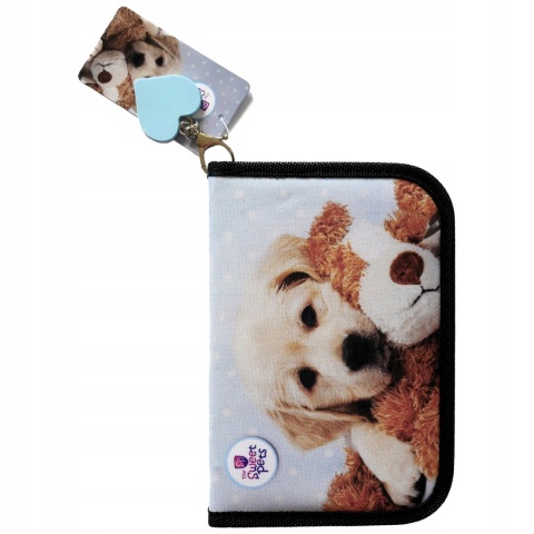 Piórnik rozkładany z wyposażeniem plan lekcji pies szczeniak Sweet pets