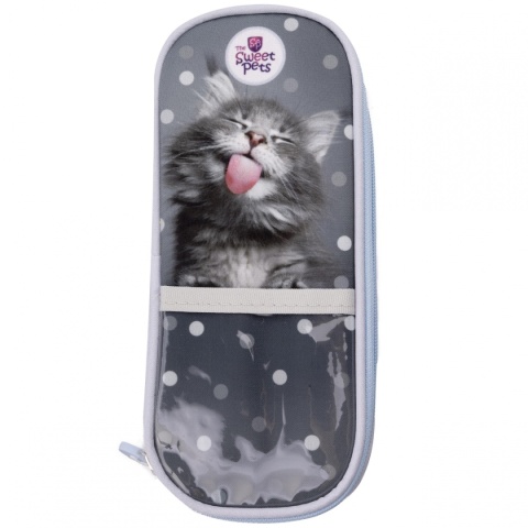 Piórnik saszetka owalny rozkładany z klapką SWEET PETS KOT KOCIAK