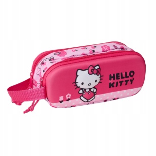 Piórnik saszetka tuba podwójna 3D Hello Kitty różowy Safta