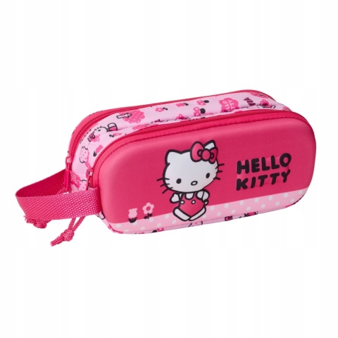 Piórnik saszetka tuba podwójna 3D Hello Kitty różowy Safta