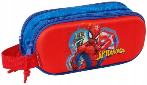 Piórnik saszetka tuba podwójna 3D Spiderman czerwony Safta