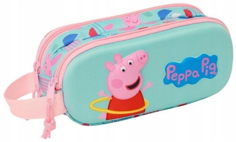 Piórnik saszetka tuba podwójna 3D wypukły Świnka Peppa Pig Safta