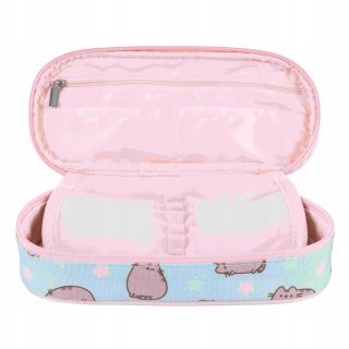 Piórnik saszetka z przegródkami i klapką kot Pusheen mint