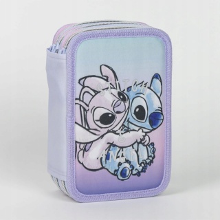 Piórnik trzykomorowy rozkładany potrójny z wyposażeniem Stich STITCH Andzia