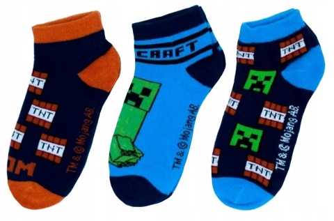 Skarpety skarpetki MINECRAFT CREEPER STOPKI chłopięce 3-pak 23/26 Skarpety skarpetki MINECRAFT CREEPER STOPKI chłopięce 3-pak 23/26