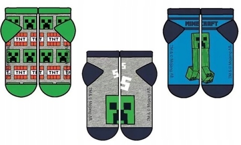 Skarpety skarpetki MINECRAFT CREEPER STOPKI chłopięce 3-pak 31/34 Skarpety skarpetki MINECRAFT CREEPER STOPKI chłopięce 3-pak 31/34