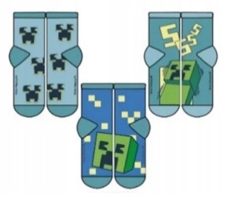 Skarpety skarpetki MINECRAFT CREEPER skarpetki chłopięce 3-pak 27/30