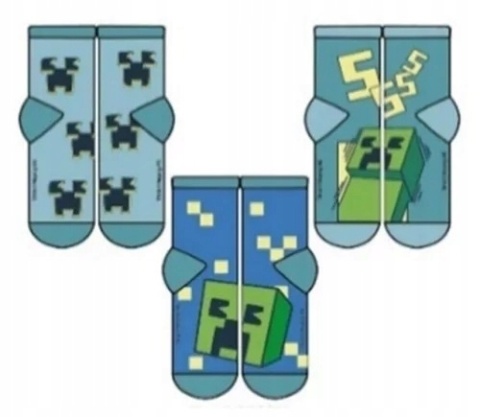 Skarpety skarpetki MINECRAFT CREEPER skarpetki chłopięce 3-pak 27/30 Skarpety skarpetki MINECRAFT CREEPER skarpetki chłopięce 3-pak 27/30