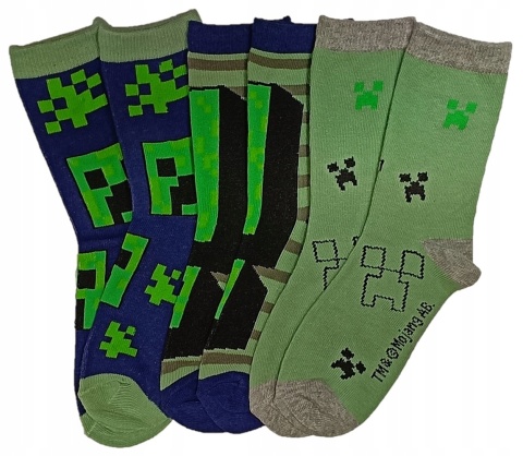 Skarpety skarpetki MINECRAFT CREEPER skarpetki chłopięce 3-pak 27/30 Skarpety skarpetki MINECRAFT CREEPER skarpetki chłopięce 3-pak 27/30
