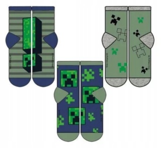 Skarpety skarpetki MINECRAFT CREEPER skarpetki chłopięce 3-pak 27/30
